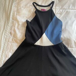 Black and blue short dress.